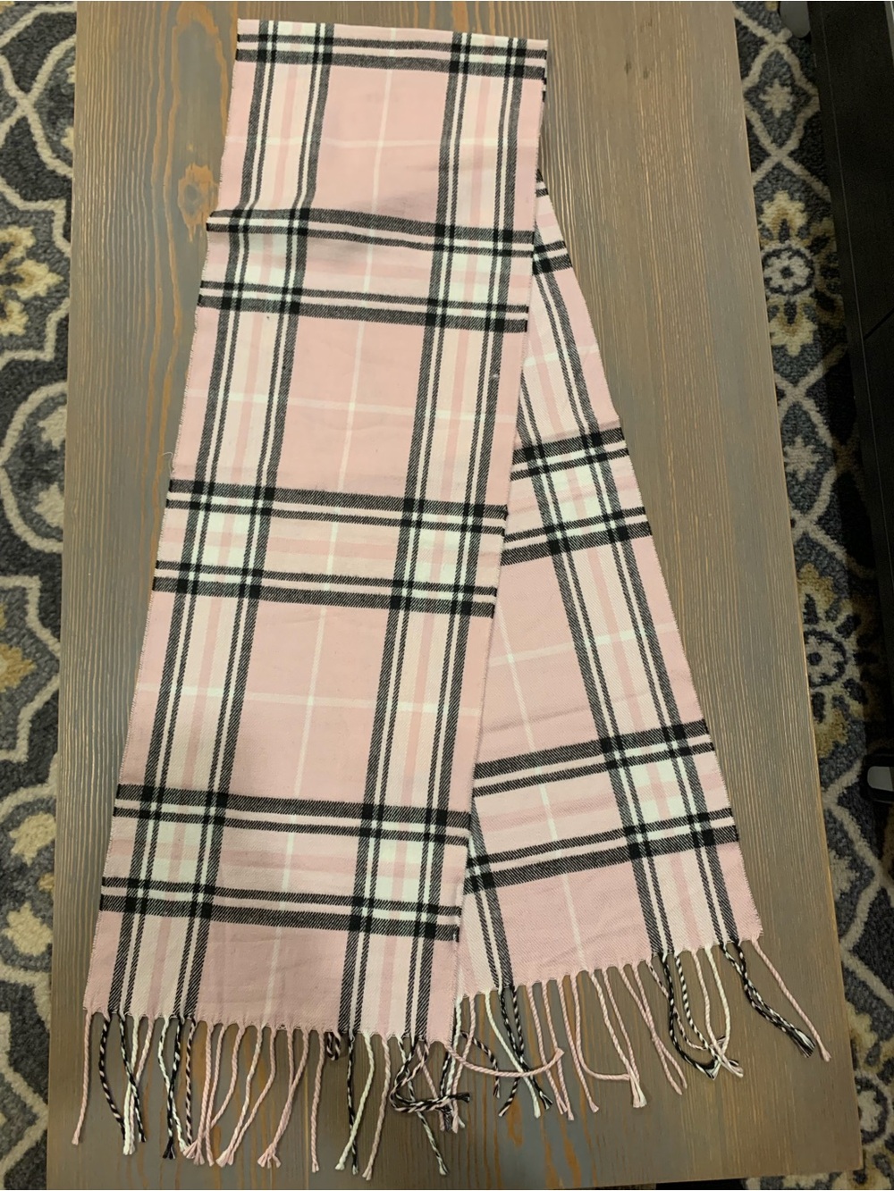 Women’s Croft & Barrow Pink Plaid Pink Fringe Scarf